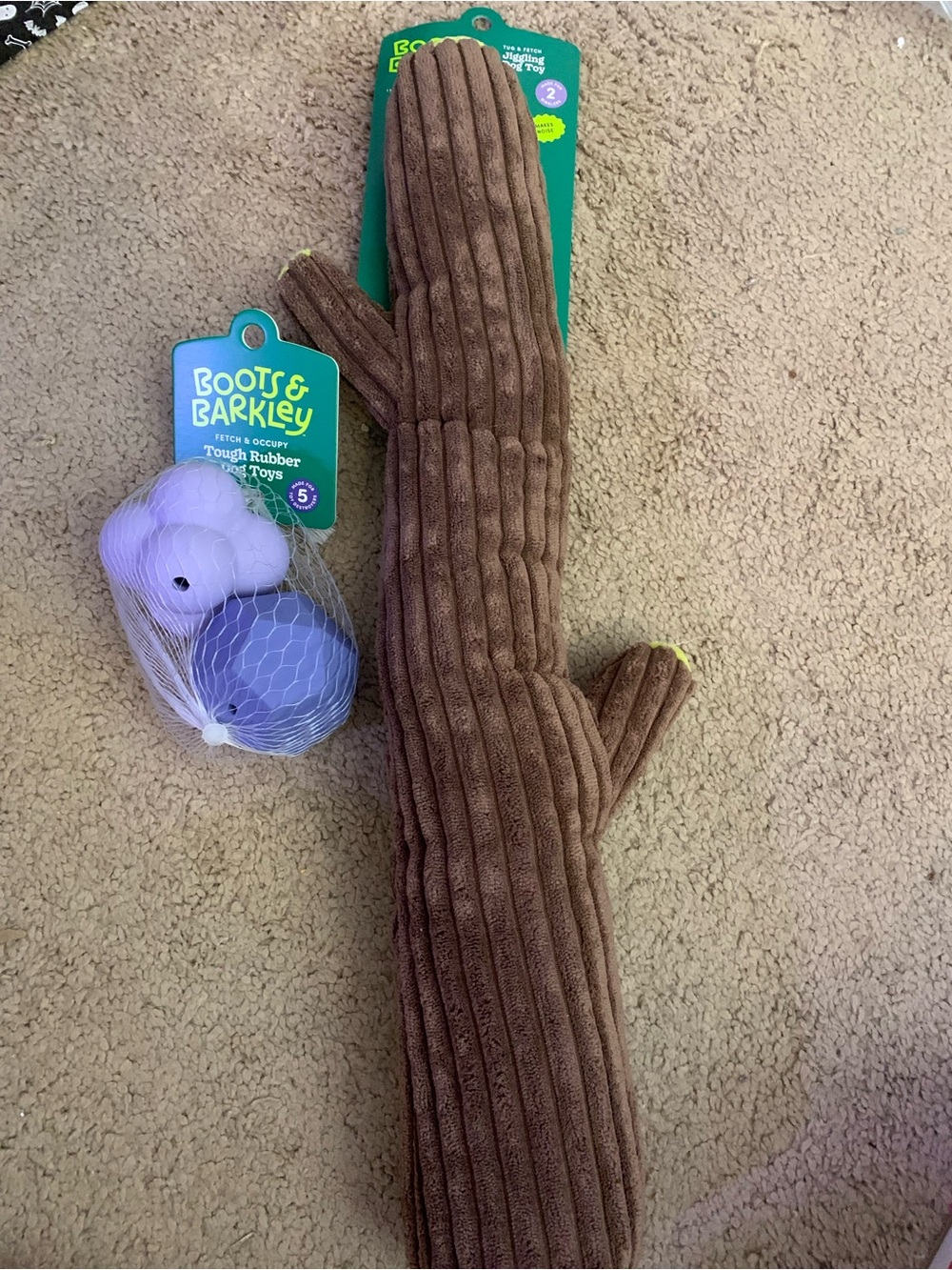 Boots & Barkley Tough Chewer Rubber Set and Plush branch squeaky toy - Dog Toys